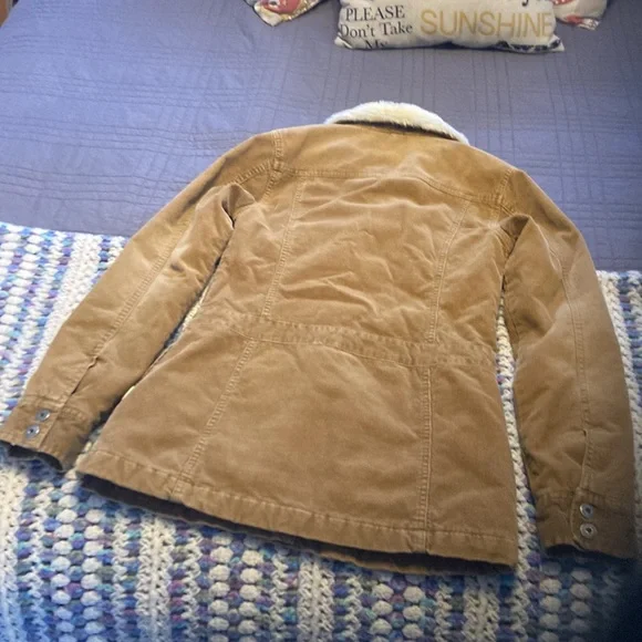 Hollister Brown Jacket with Cream Faux Fur Collar - Picture 6 of 7